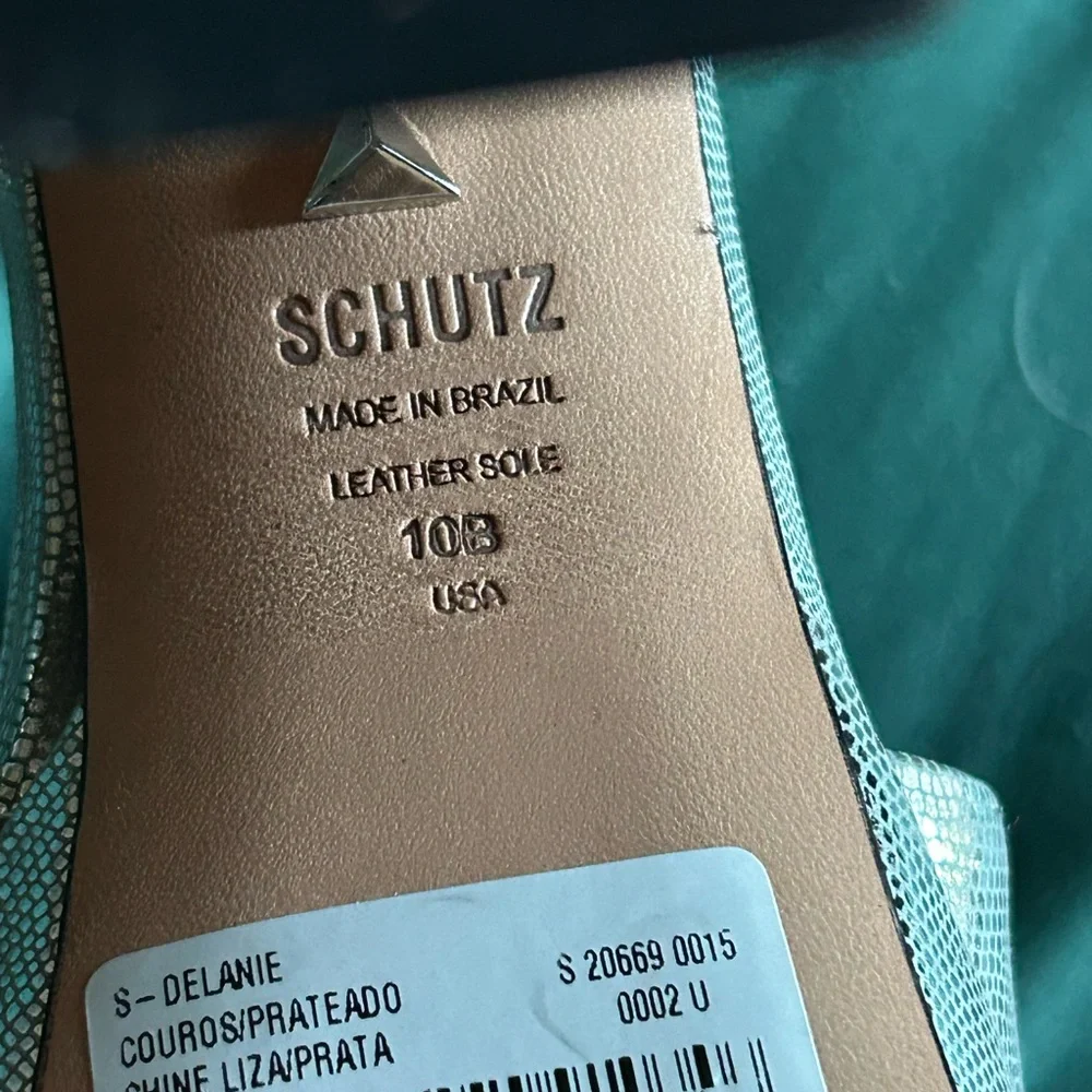SCHUTZ Shiny Silver Platform Sandals